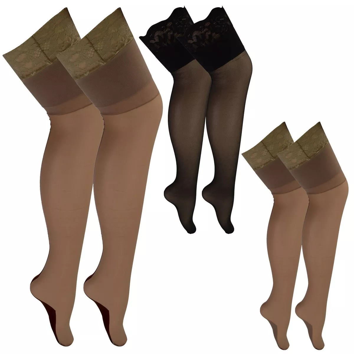 Sock Snob Women s Seamed Stockings with Lace Top 2 Pair