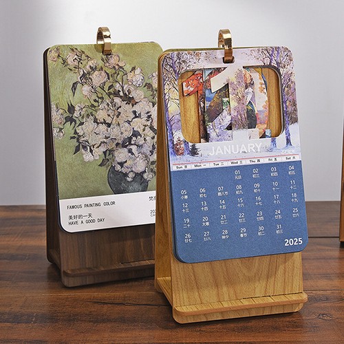 2025 Retro Desk Calendar Simple Desktop Ornaments Wooden Flip Monthly Calend _in - Picture 11 of 35