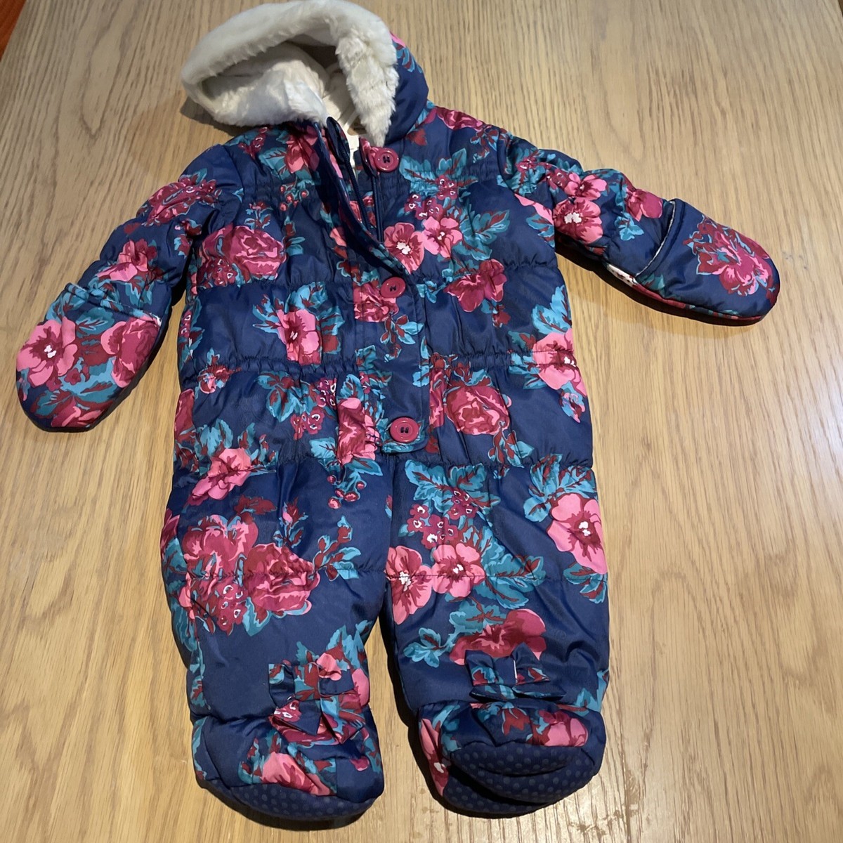 baby girl Nutmeg New without tags snowsuit Jacket floral 0-3