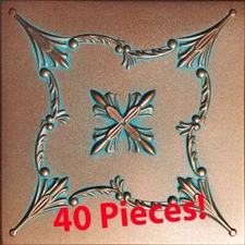 Ceiling Tiles, Glue Up, Styrofoam, 20" x 20", SARATOV COPPER PATINA, 40 Pieces!