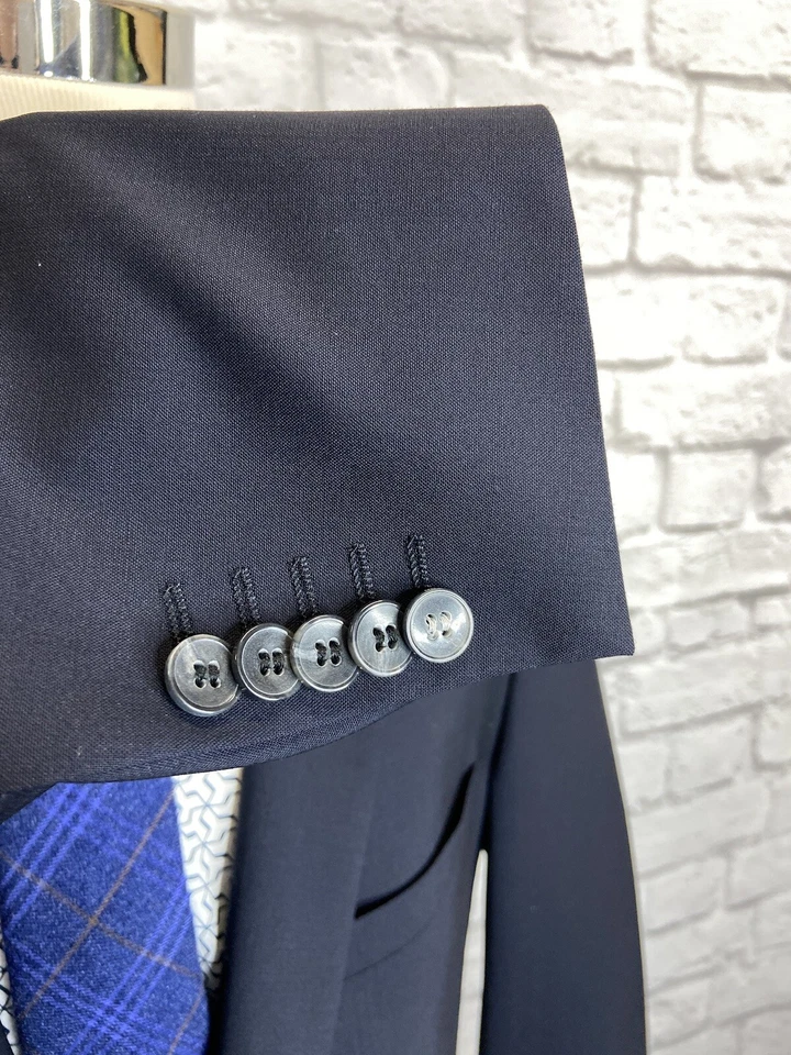 ¡Como nuevo! Blazer abrigo deportivo de lana elástica azul marino Strellson 44R Foto 3 de 4