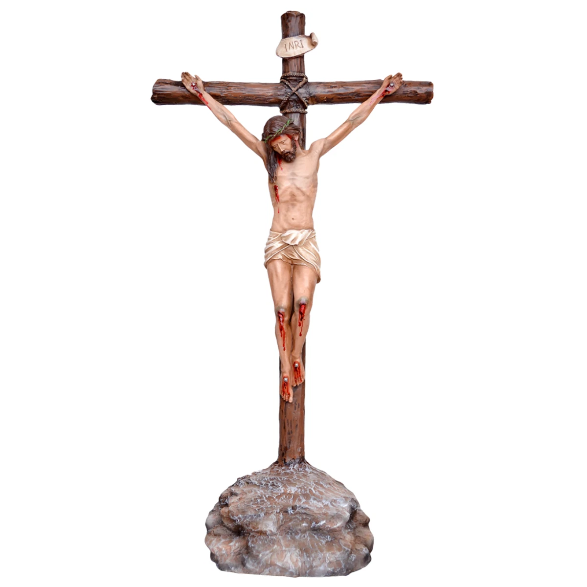 Muuoeou Statua di Gesù Crocifisso Croce da Parete Decorazione da Appendere Gesù Cristo Cattolico Decorazioni per la Casa Collezione Religiosa Resina Facile da Installare Facile da Usare