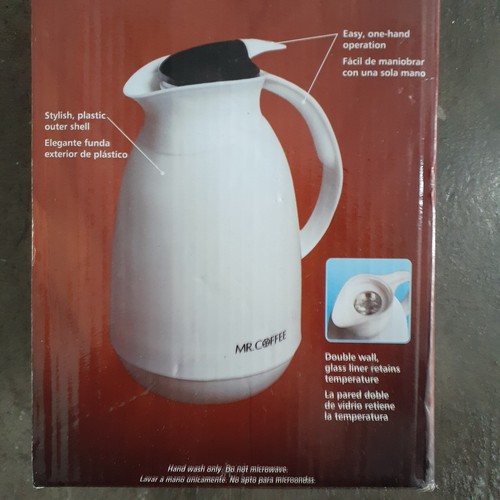 MR. COFFEE Thermal Carafe 32 oz White Plastic Double Wall Glass Liner New Party - Picture 2 of 7
