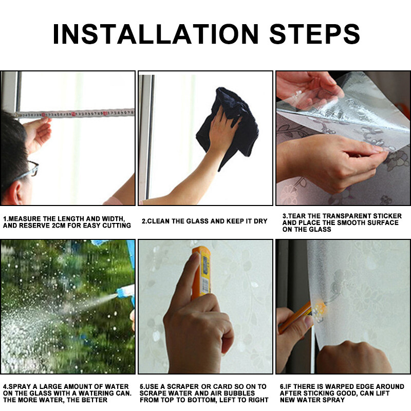 Large White Frosted Window Film PVC Self Adhesive Privacy Glass Door