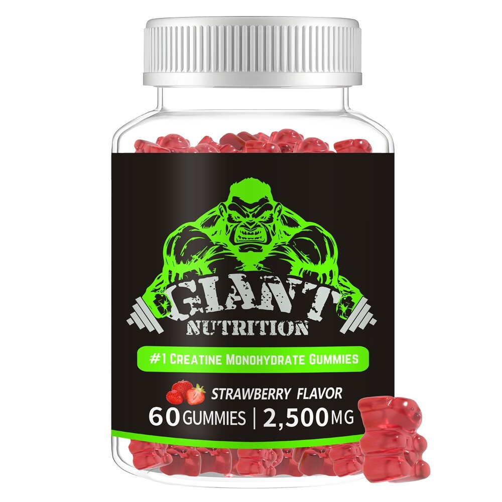 Creatine Monohydrate 60 Gummies Strawberry 5000mg per serving - Giant Nutrition