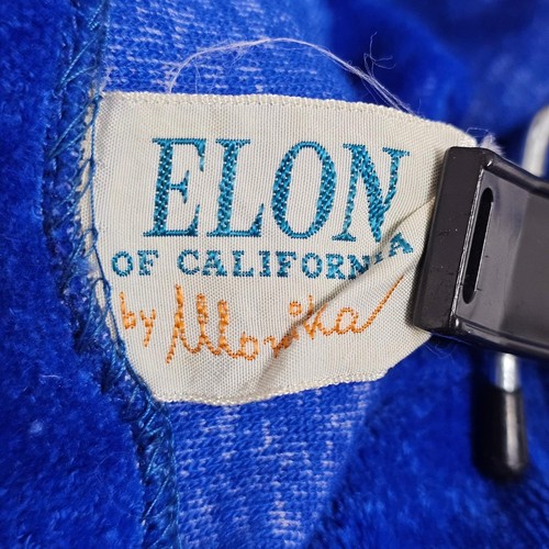 Vintage 70s Elon of California by Monika Royal Blue Velour Strapless Maxi Dress - Picture 8 of 9