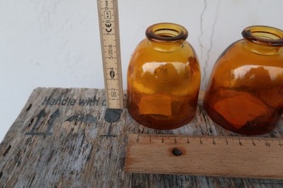 6 kleine Flakons Mini-Vasen von Cusco in Bernstein gefärbten Glas NEU