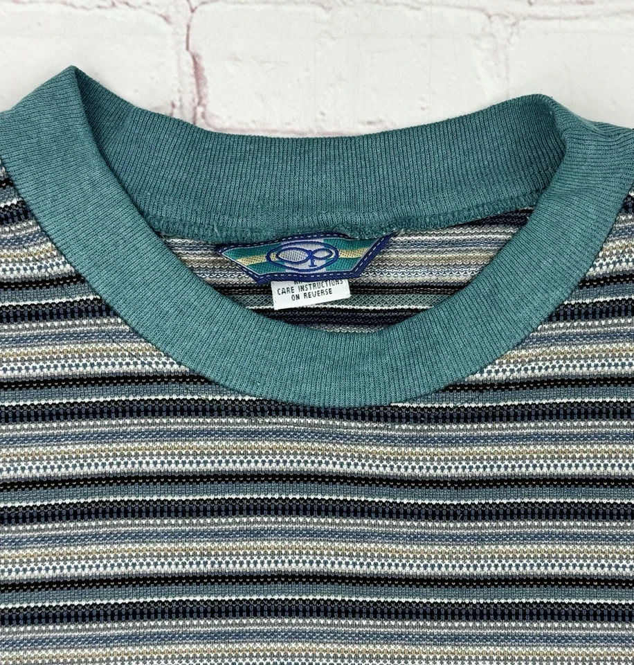 Camiseta cirúrgica masculina vintage listras grandes oceano Pacífico surf skate feita nos EUA anos 80 - Imagem 4 de 4