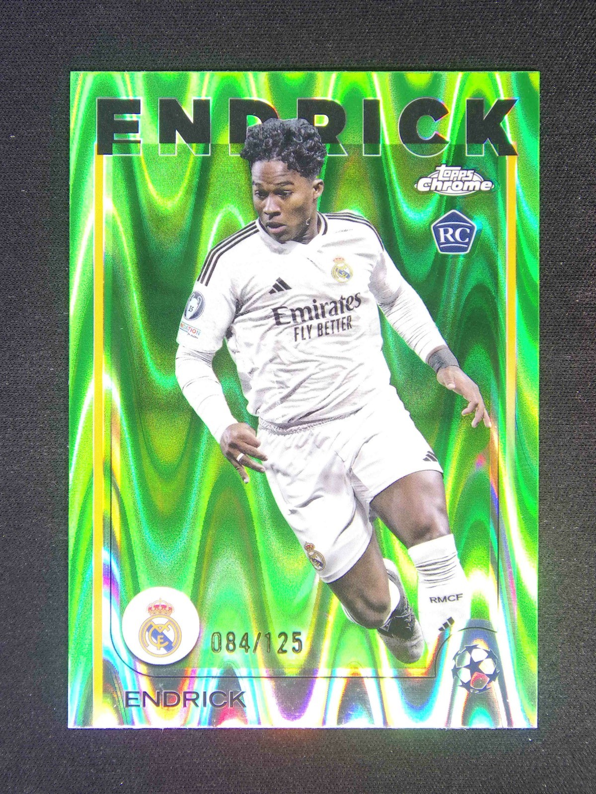 2024-25 Topps Chrome UEFA Endrick #100 RC Rookie Neon Green RayWave /125