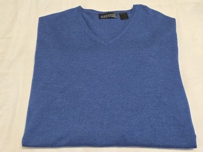 Neiman Marcus Superfine Cashmere Lightweight Royal Blue VNeck Pullover Sweater L