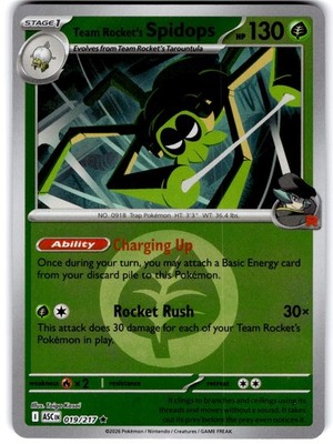 Pokemon Team Rocket's Spidops ASC 19/217 Energy Holo Near Mint English