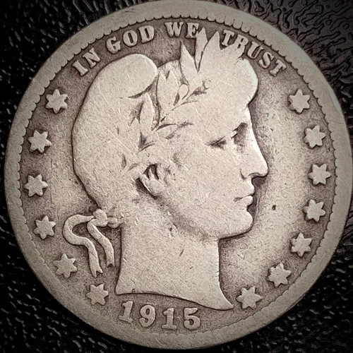 1915 D Barber Quarter - VG - 90% Silver 25C