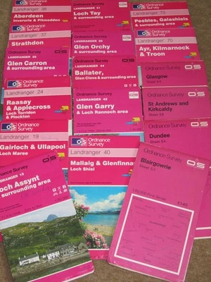 OS Ordnance Survey Landranger Maps - Scotland - vgc but marked covers; 1976-1998 - Image 1 of 2