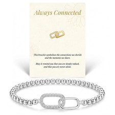 Mothers Day Gift Beaded Bracelet Women Sterling Silver Link Jewelry One Size