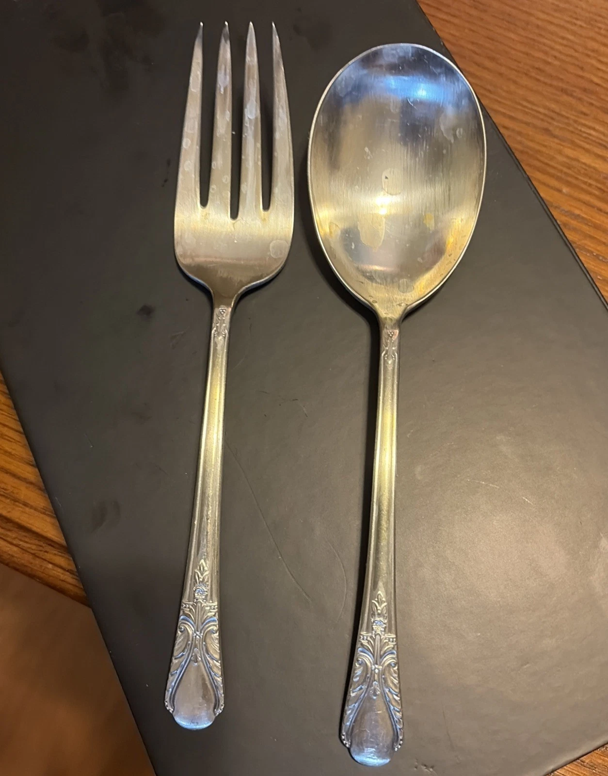 Vintage WM Rogers Mfg Co. Original Rogers Silverplate Serving Fork and Spoon 8”
