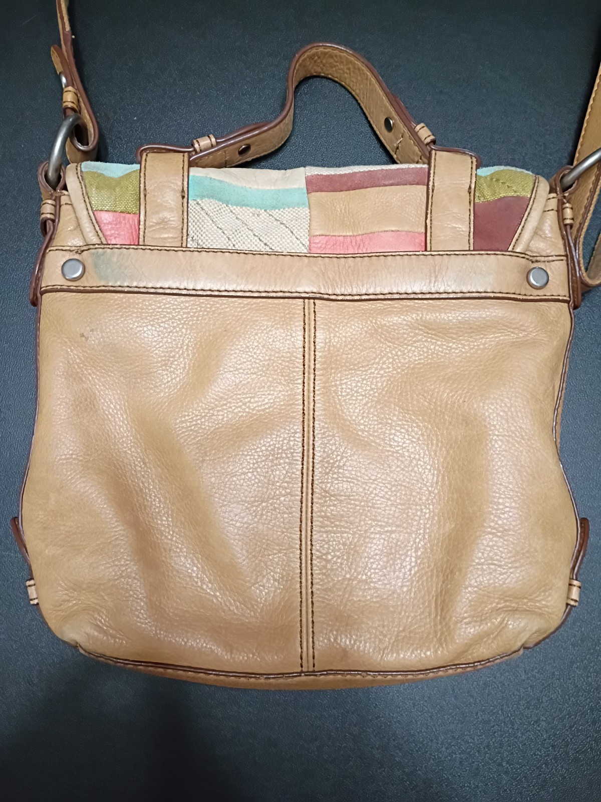 Fossil Maddox Patchwork Flap Pebbled Leather Cros… - image 19