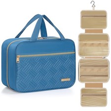 Travel Toiletry Bag - Spacious Toiletry Bag with Hanging Hook, Medium Blue