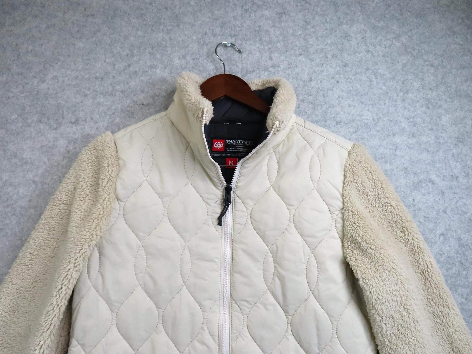 686 Jacket Womens Medium Beige Smarty 3-in-1 Quilted Sherpa Fleece Ski Snowboard