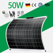 50W 12V Mono Flexible Solar Panel Kit With Bracket Camper Van Caravans Marine RV