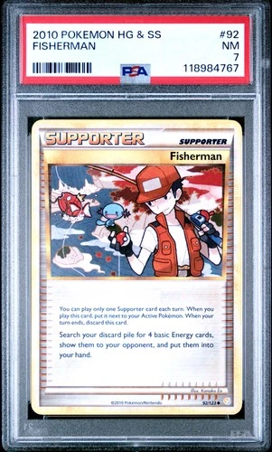 2010 POKEMON HEARTGOLD & SOULSILVER #92 FISHERMAN PSA 7