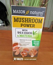 Mason Natural Mushroom Power with 95% EGCG & Matcha - For Optimal Wellness,