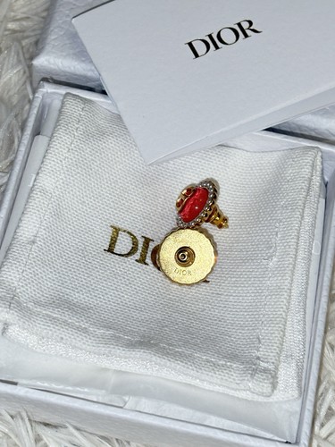Dior Red Logo Pearl Detail Earrings with Box and Pouch - Authentic - Picture 2 of 3