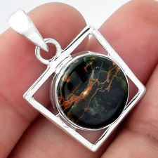 Natural Turkish Rainforest Chrysocolla 925 Silver Pendant Jewelry P-1502