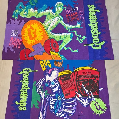 Vintage 90s Goosebumps Pillowcase RL Stine Parachute Press double sided