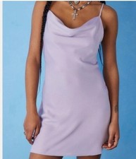 Urban Outfitters Light Before Dark Lilac Mallory Cowl Slip Mini Dress Sz Lg