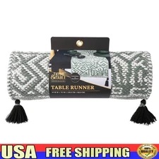 Geometric Table Runner Tassel Design Protects Table Enhances Decor 14x72 Inches
