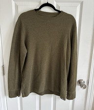 Eddie Bauer Men's Waffle-Knit Crew Neck Pullover Sweater Long Sleeve Green M