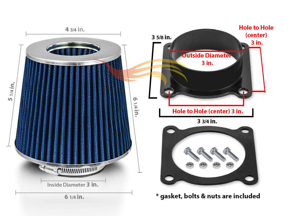 Air Intake Air Flow Sensor MAF Adapter + BLUE Filter Fit For 03-06 350Z 3.5 V6-image