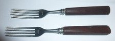 2 Teile Gabel altes Besteck Bakelit Griff schwarz Gabeln