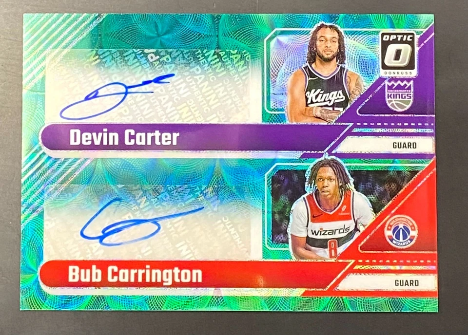 2024-25 Panini Optic Devin Carter Bub Carrington Rookie Doble Automático Verde #/15 Foto 2 de 4