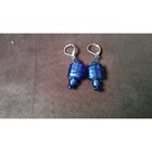 Blue Glass Beads Dangle Earrings Matching Blue Wire Silver Tone Leverbacks — photo 4