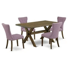 East West Furniture X-Style 5-piece Wood Kitchen Set in Jacobean Brown