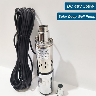 DC 48V 3'' Solar Deep Well Pump Water Pump 197' Lift Stainless Steel Submersible