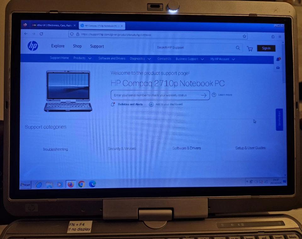 HP 2710p 12.1" Tablet/Laptop Intel Core2Duo 4GB RAM, 32GB SSD HDD, Windows 7 Pro - Image 4 of 4