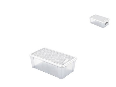 Stefanplast Elegance Rattan-Optik Aufbewahrungsbox 32x19x11 cm transparent/weiß