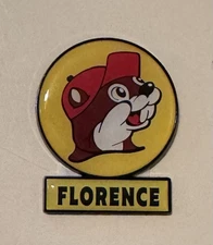 Buc-ee's Florence SC Store Metal Magnet w/ Lucite Covering Lollipop Design