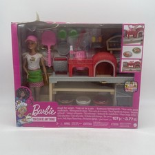 Barbie Pizza Chef Playset w/Blonde Barbie Doll  Pizza Kitchen Open Box