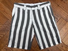 Dickies Grey & White Striped Shorts Slim Straight Fit Waist 33”