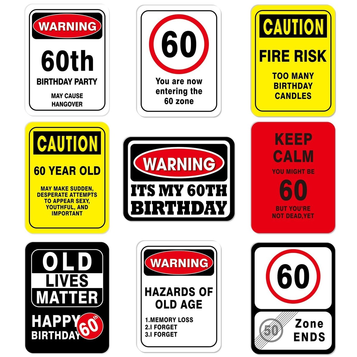 WERNNSAI 60th Birthday Decorations - 9 PCS Happy 11.8