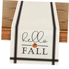  Hello Fall Pumpkin Table Runner, Seasonal 13" x 90", Table Runner Beige