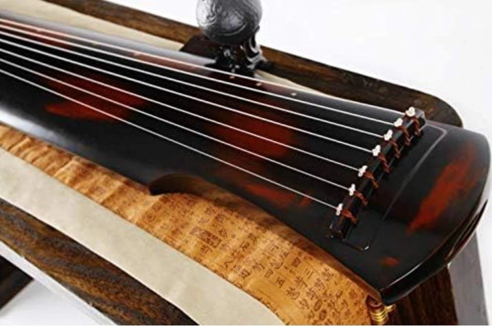Instrumentos de cuerda chinos rojos cinabrio estilo 7 cuerdas Guqin Fuxi Foto 2 de 4