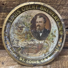Louis Obert Brewery pre prohibition beer advertising tray factory scene St. 12”