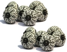 Set of 12 Vintage Theme Black and White Ceramic Knobs - Cabinet knobs - Drawe...