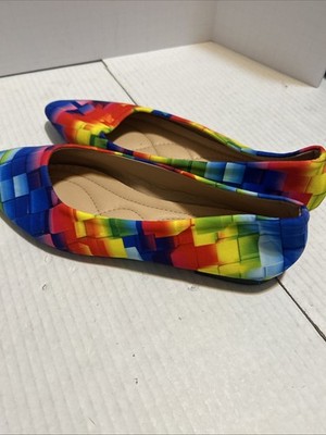 Rainbow Energy flat Shoes Sz 7.5 Pointed Tie