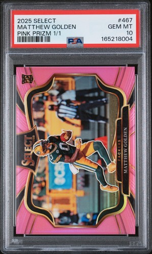2025 PANINI SELECT PINK PRIZM 1/1 #467 MATTHEW GOLDEN ROOKIE RC 1/1 PSA 10