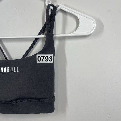 NoBull Sports Bra Size XS Gray Straps Crisscross Soft Athletic Athleisure Gym - Picture 3 of 9